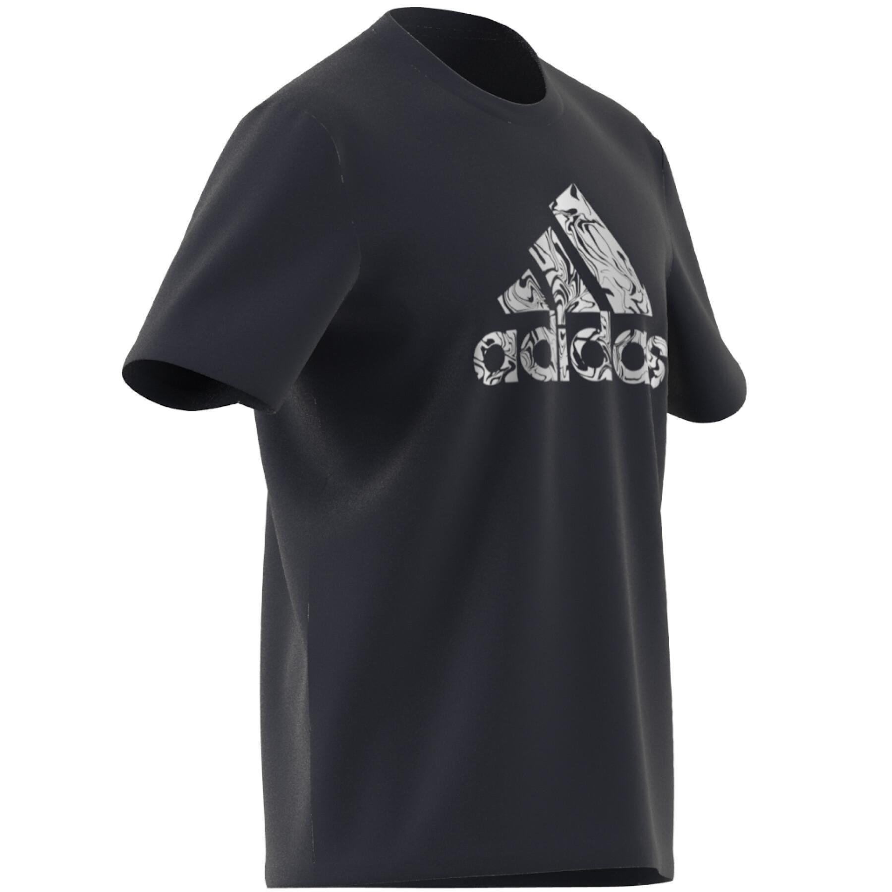Grafisch T-shirt met vloeibaar aluminium sport badge adidas