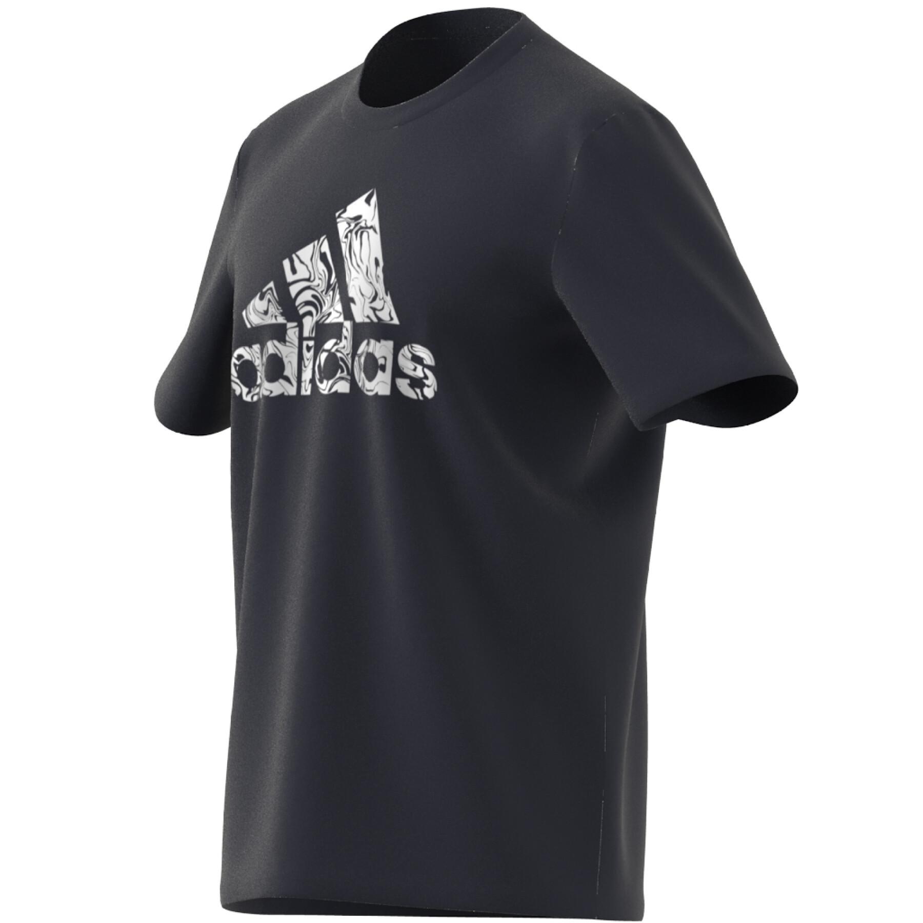 Grafisch T-shirt met vloeibaar aluminium sport badge adidas